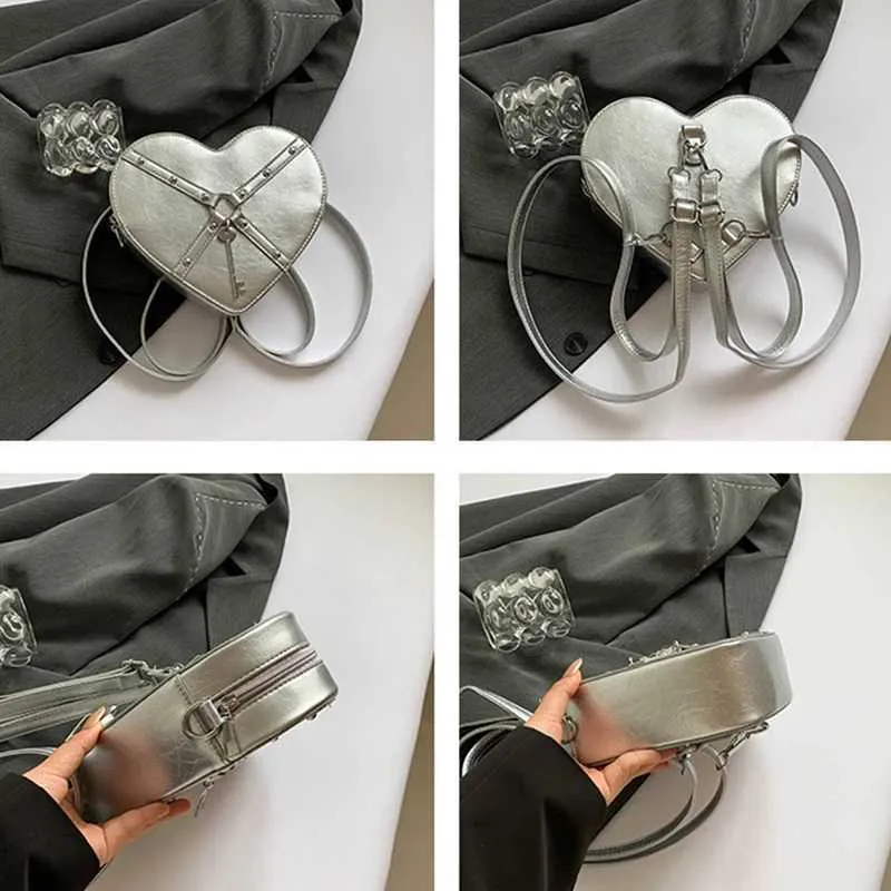 Rucsac mini din piele PU pentru femei, cu pandantiv în formă de inimă, impermeabil, cu fermoar, Ba241217_voghion.com