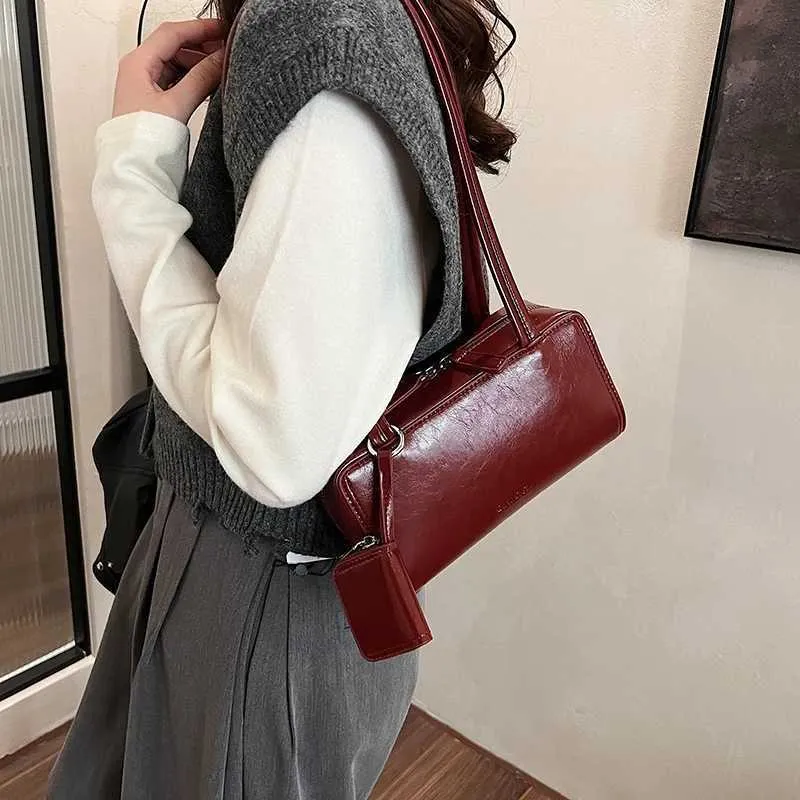 Designer Tasche LEFTSIDE 2-teilig/Set klein PU Leder quadratisch 2024 Winter Y2K neue modische Damen Tasche mit Geldbörse Handtasche_voghion.com