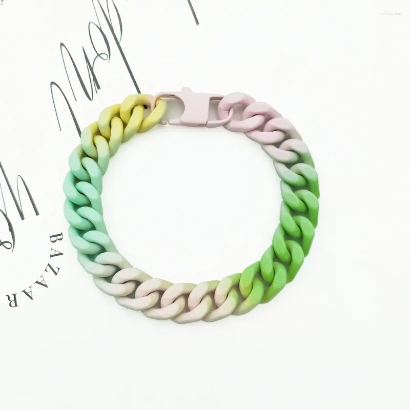 Bracelets à maillons 2024 Bracelet cubain en acier inoxydable Collier de meulage à quatre côtés Accessoire de bijoux à la mode_voghion.com