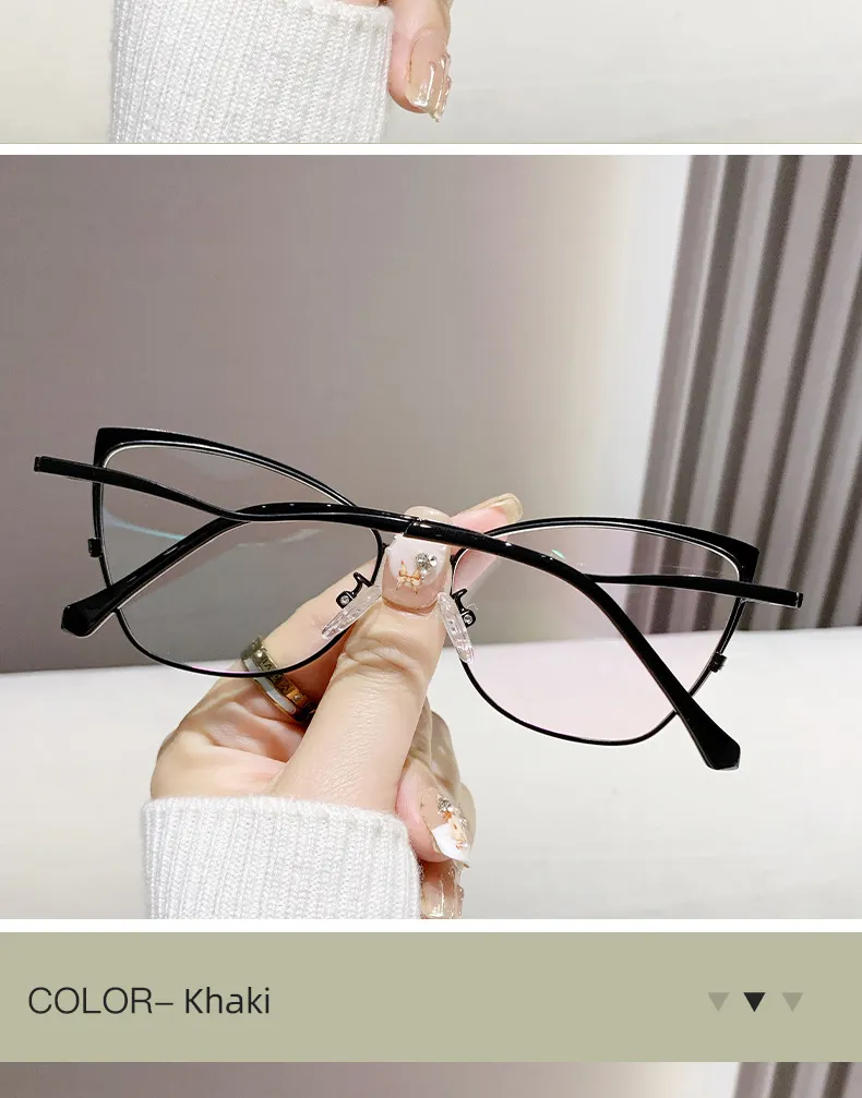 Sonnenbrillen Katzenaugen Korrekturbrillen für Damen 2024 Verschiedene Farben Blaulicht Lesebrille Transparente Brillen für Damen_voghion.com