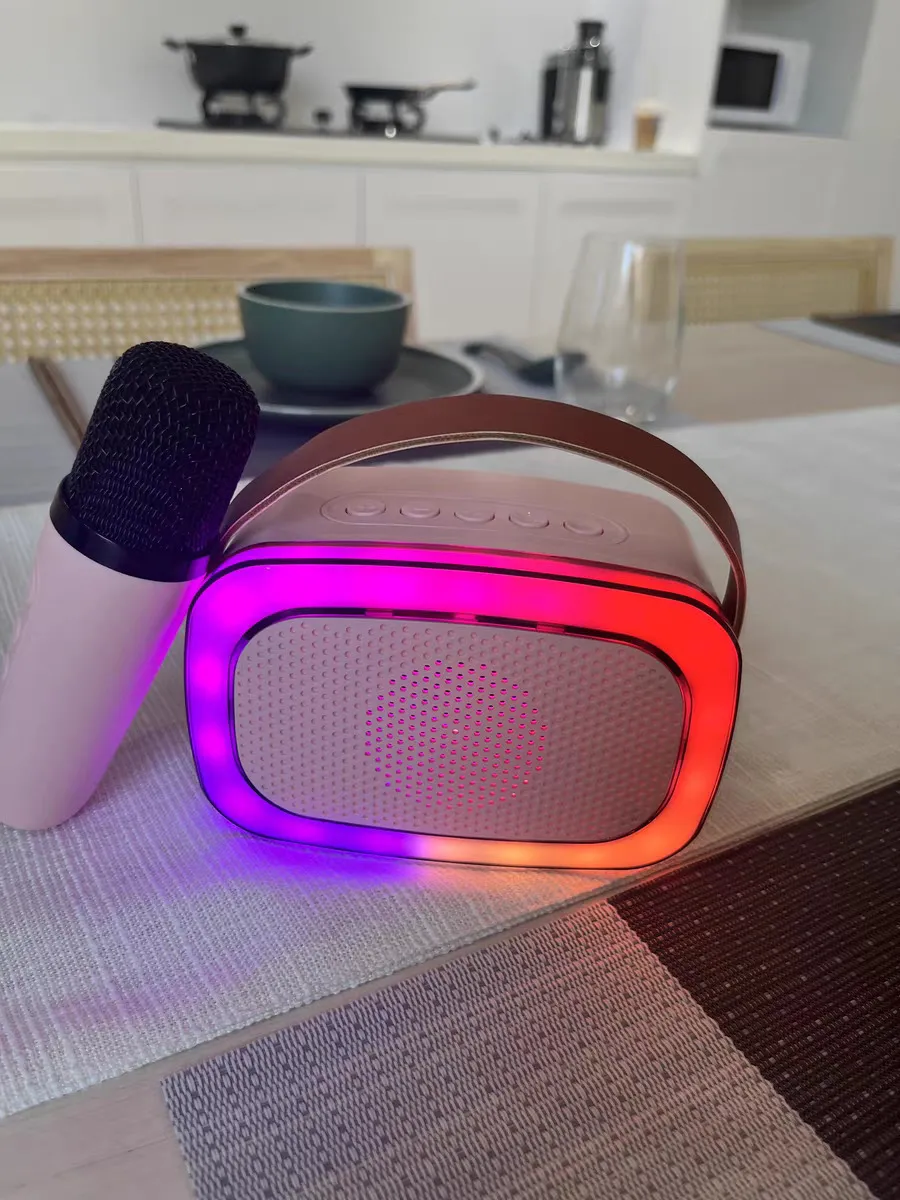 Microphones Mini Portable RGB Waterproof Children's Home Karaoke Speaker Subwoofer High Volume TWS Caixa De Som_voghion.com