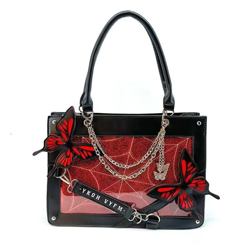 Y2k maze butterfly spider web DIY transparent Italian Lolita Gothic handbag retro fashion shoulder bag street decoration_voghion.com