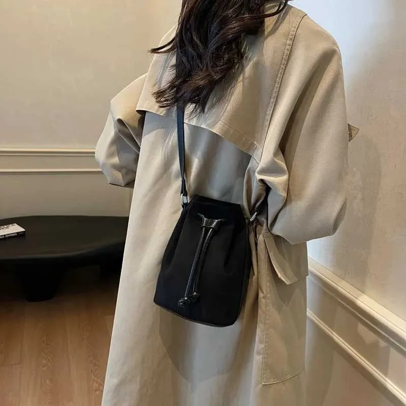 Suede Drstring Small Shoulder Bag Dark BrownC241217_voghion.com