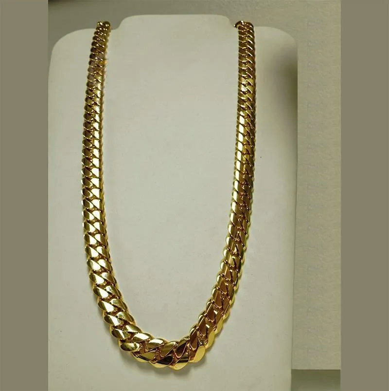 Designer Jewelry Classic 14K Gold Miami Mens Cuban Curb Chain Ring Necklace Fashion Minimalist Style Christmas Day Gift_voghion.com