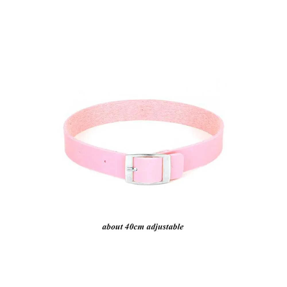 Collier ras du cou gothique en cuir avec pendentif rose sexy et tendance pour femme_voghion.com