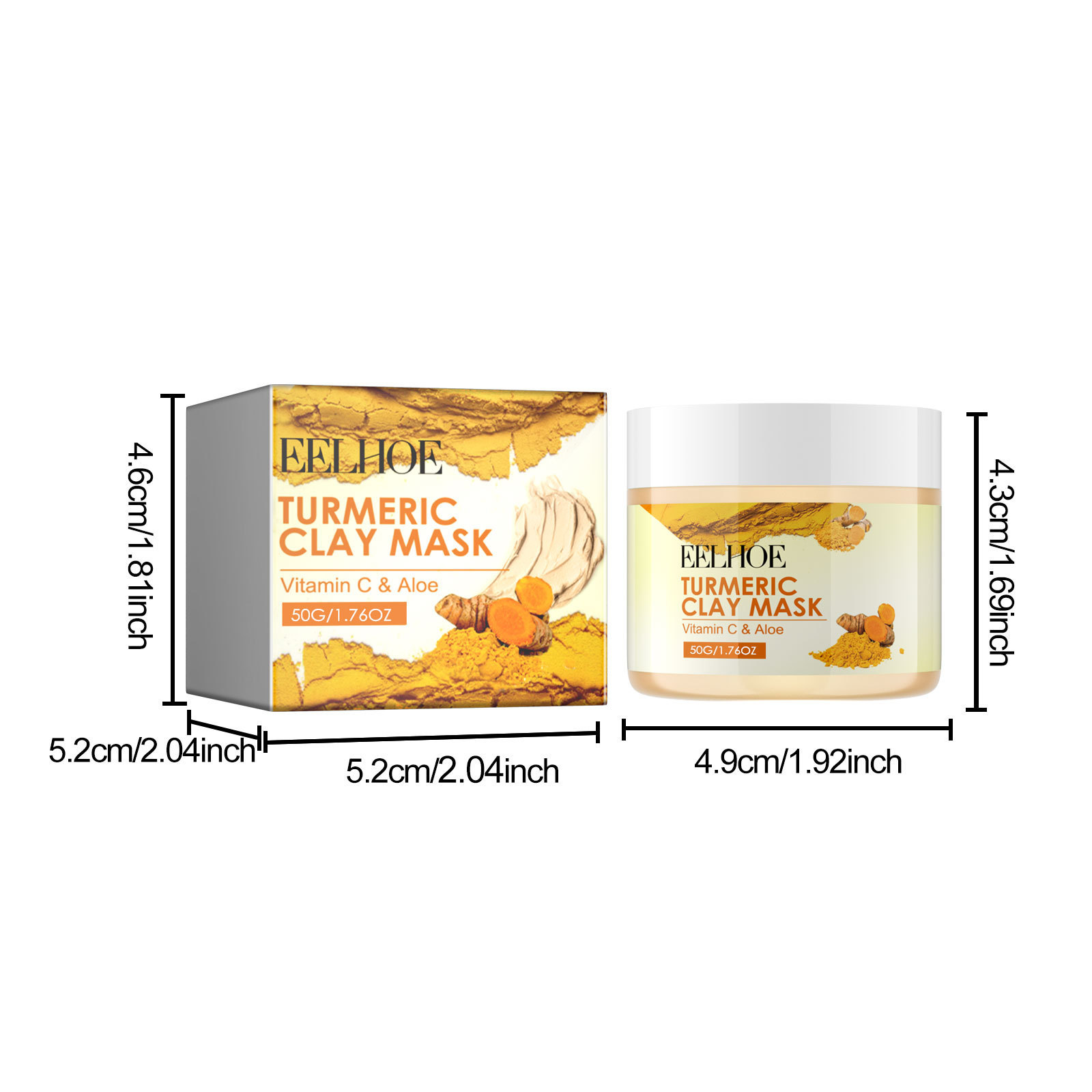 EELHOE  Deep Cleaning, Delicate Pore Skin Moisturizing, Turmeric Vitamin C Brightening Clay Mask_voghion.com