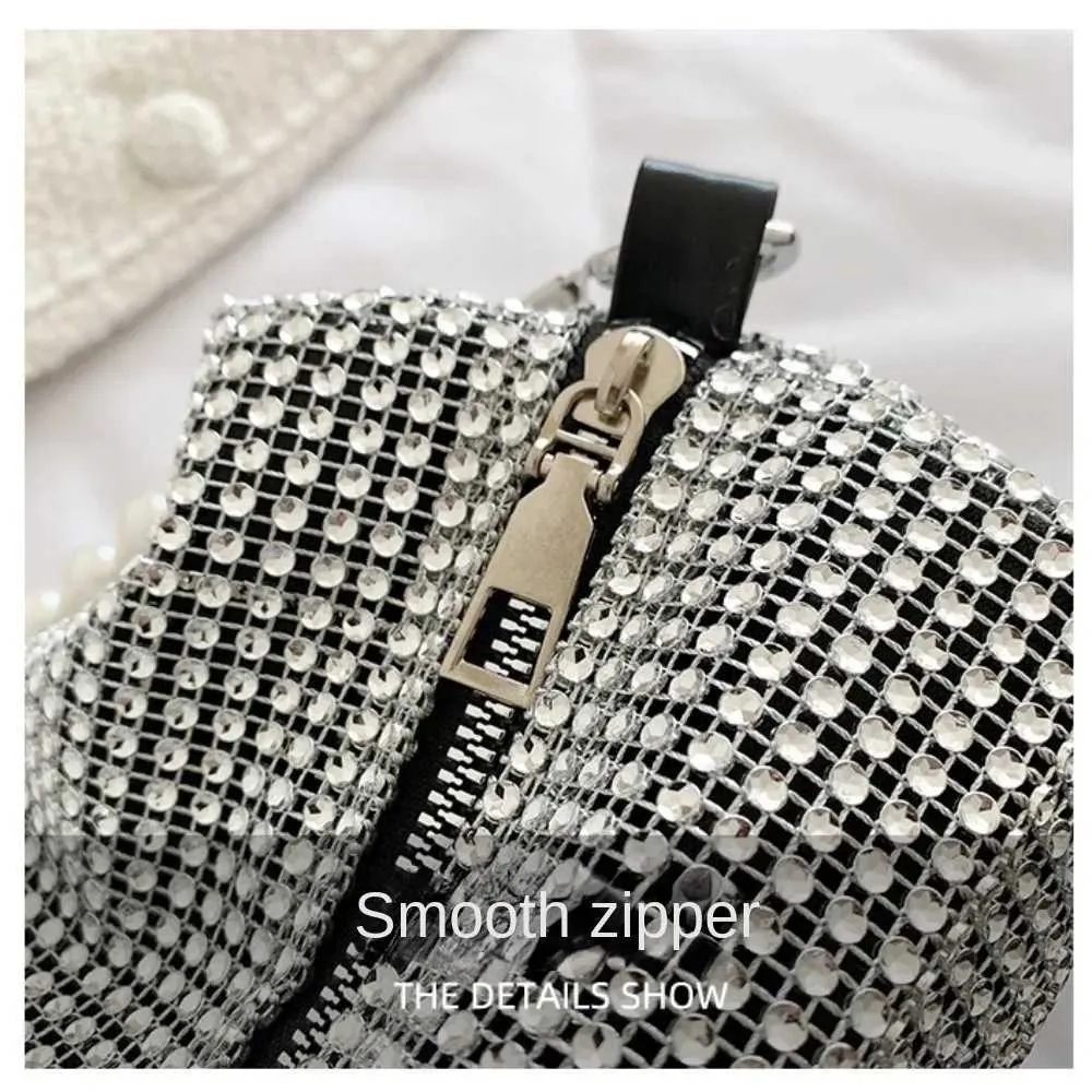 Sac messager à fermeture éclair en métal avec poignée en perles, grande capacité, sac à bandoulière décoratif à diamants brillants pour lui/voyage Y241026_voghion.com