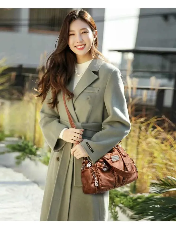 Black Shoulder Bag For Women Mini Motorcycle Style Handbag_voghion.com