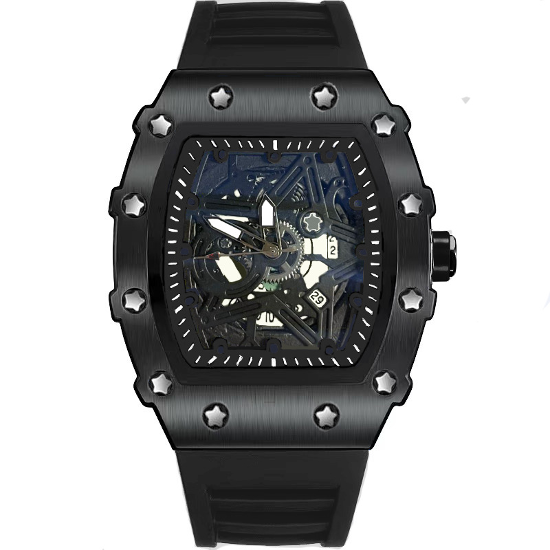 2024 New Classic Fashion Trend Pentagram Luminous Wine Barrel Shaped Men's Quartz Wristwatch_voghion.com