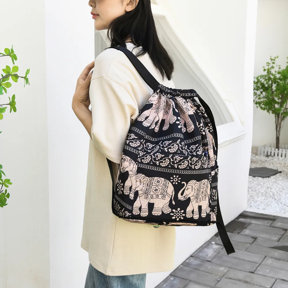 Drawstring Casual Waterproof Unisex Sports Double Shoulder Backpack Gym Dry-wet Separation Schoolbag Laptop Bookbag_voghion.com