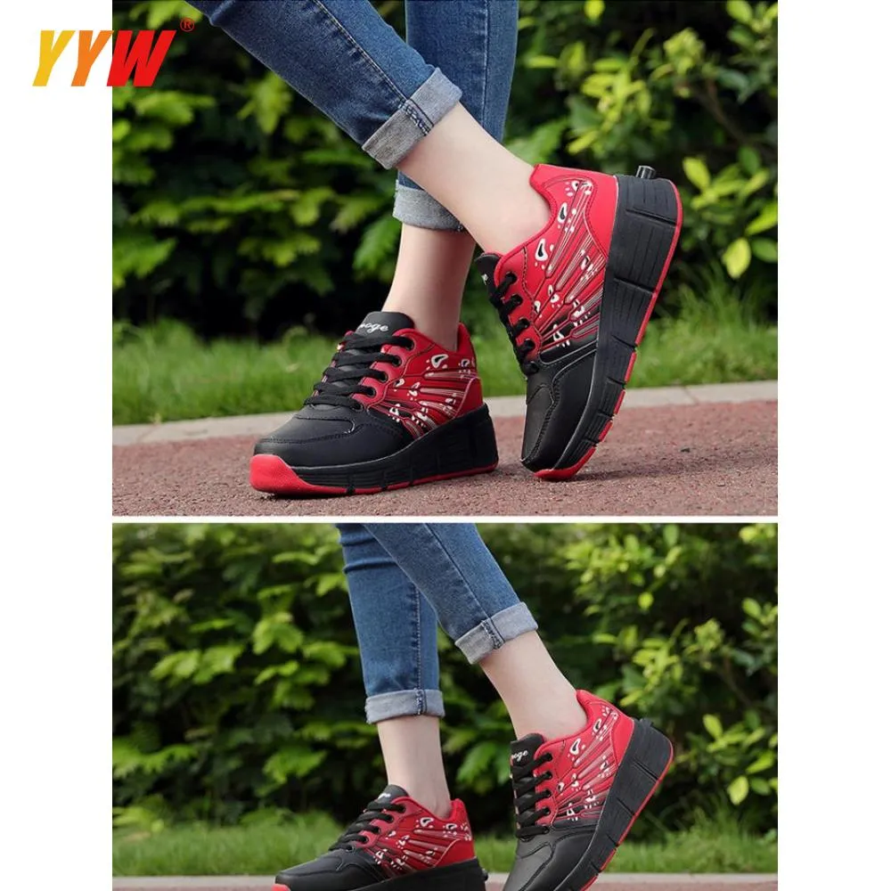 Children Junior Roller Skate Kids Pink Sneakers With Two 2021 Girls Wheels Adult Casual Boys Shoes Eur 31-42_voghion.com