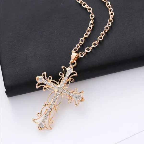 Collane con ciondolo God We Trust Collana con croce di cristallo Gioielli regalo per le donne_voghion.com