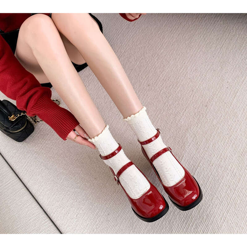 Red Square Toe Chunky Heel Dress Ultra Heeled Mary-Jay Siegel Shoes_voghion.com