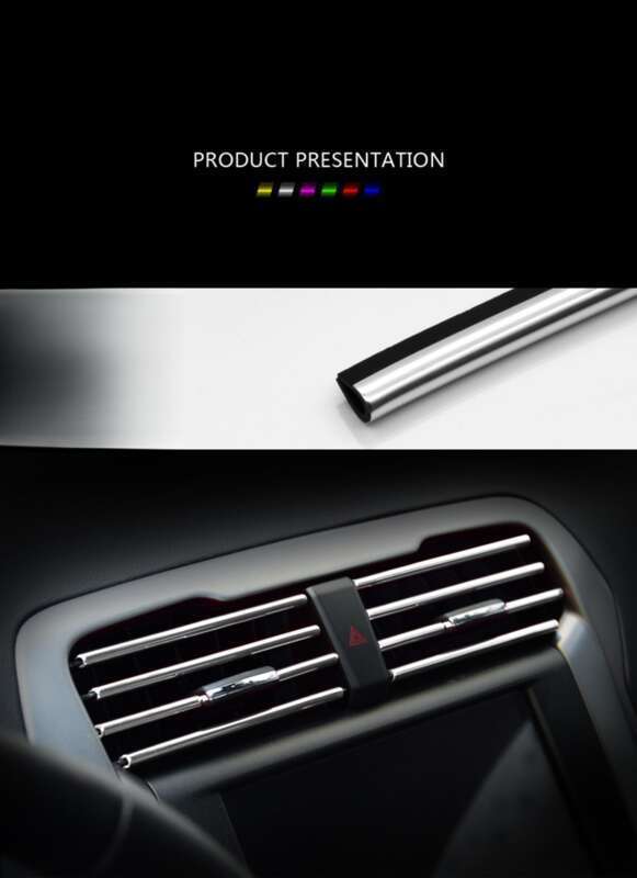 Clemă decorativă pentru ventilația aerului condiționat auto, modificarea consumabilelor interioare, în formă de U, bandă strălucitoare galvanizată_voghion.com