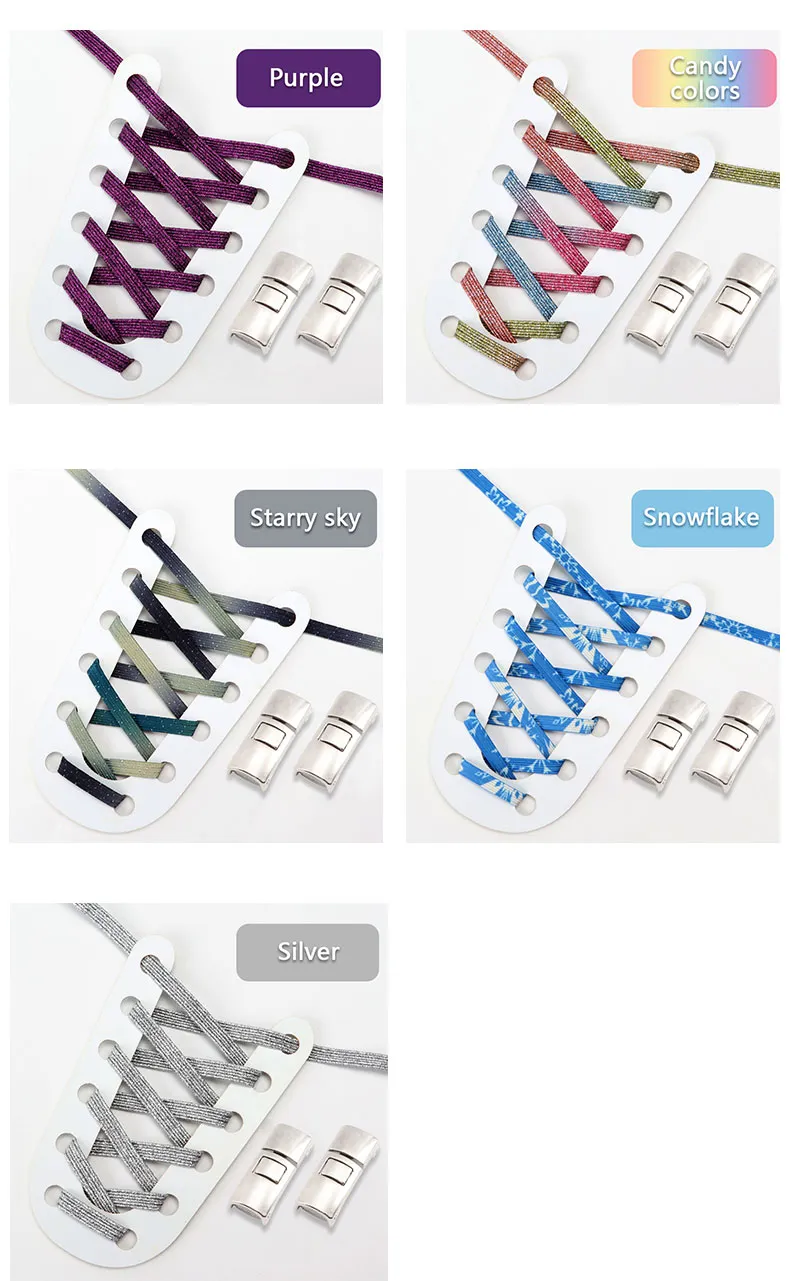 Lacci elastici per scarpe senza lacci Lacci colorati per scarpe piatte Veloci da indossare e togliere Comodi lacci per scarpe pigre Unisex 1_voghion.com