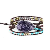 Braccialetti avvolgenti a 5 fili con ciondolo in cristallo di quarzo con pietre naturali, fatti a mano, in pelle, stile boho, da donna, 230814_voghion.com