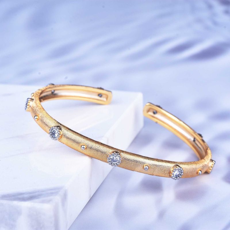 Copper Retro Plating Inlay Geometric Zircon Bangle_voghion.com