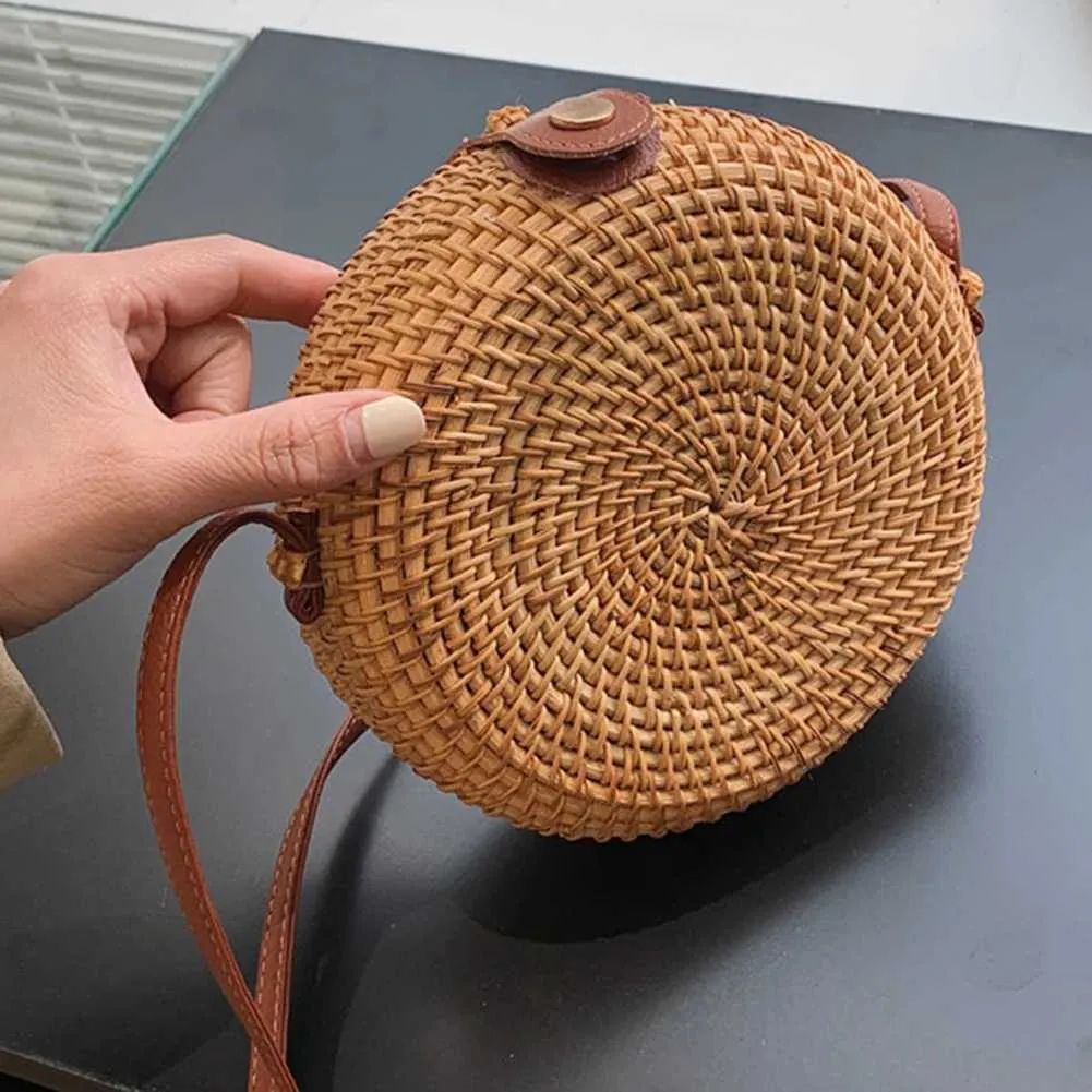 Borsa a tracolla fatta a mano con tracolla regolabile in rattan, borse da donna, grande capacità, portatile, resistente, per le signore_voghion.com