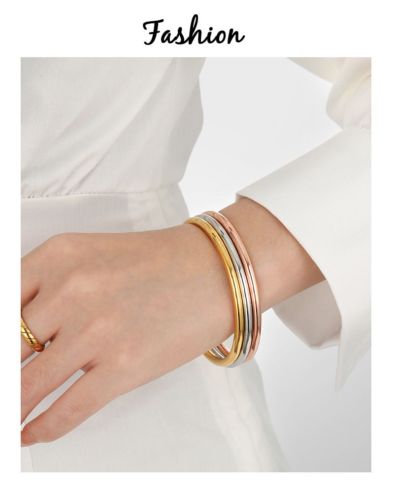 Antico patrimonio Niche Semplice 4mm Solido Liscio Semplice Anello Moda Femminile Personalità Temperamento Braccialetto di Alta Gamma_voghion.com