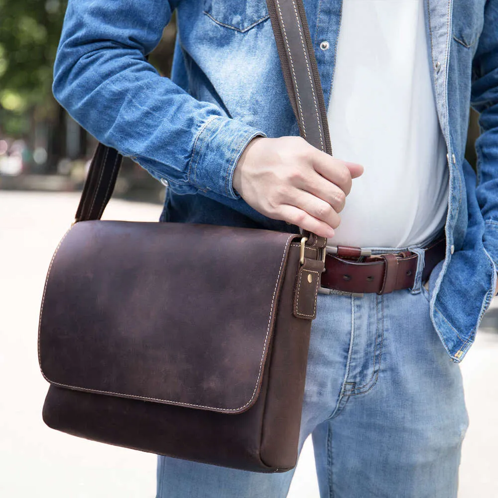 Vintage Crazy Horse Aktentaschen Laptop Büro Für Männer Abdeckung Messenger herren Leder Tasche Computer Taschen_voghion.com
