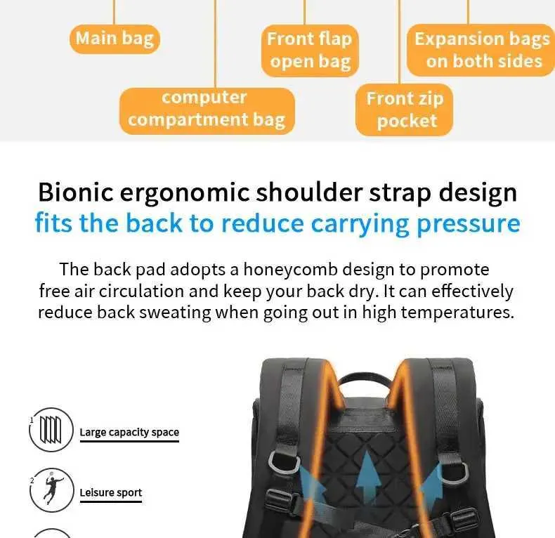 Zaino da viaggio sportivo 3 in 1 convertibile espandibile impermeabile di grande capacità per uomo con parte superiore arrotolabile e antifurto per laptop da 17 pollici_voghion.com