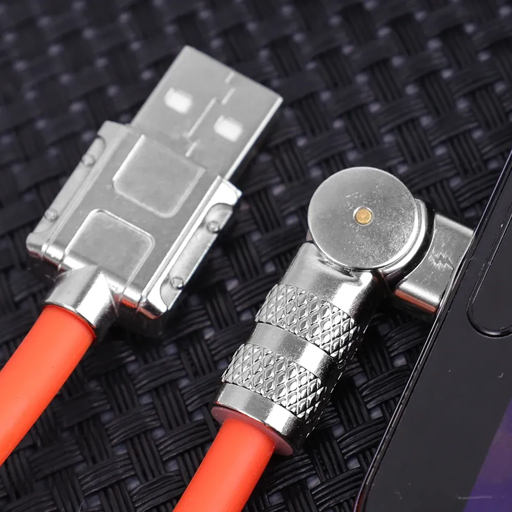Typ C-Mobiltelefonkabel 6A 120W Superschnellladegerät Micro-USB-Datenkabel 180 Grad drehbar mit leichtem Bruchschutz_voghion.com