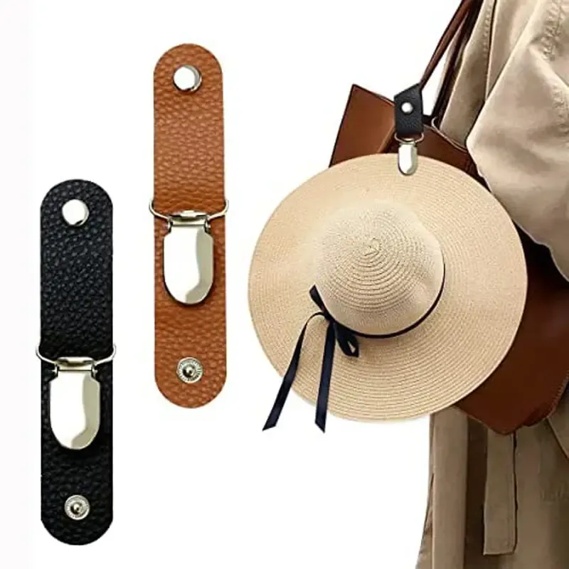 Clip porta-cappello multifunzionale in pelle per viaggi e campeggio: fissa saldamente il tuo berretto alla borsa o al bagaglio_voghion.com
