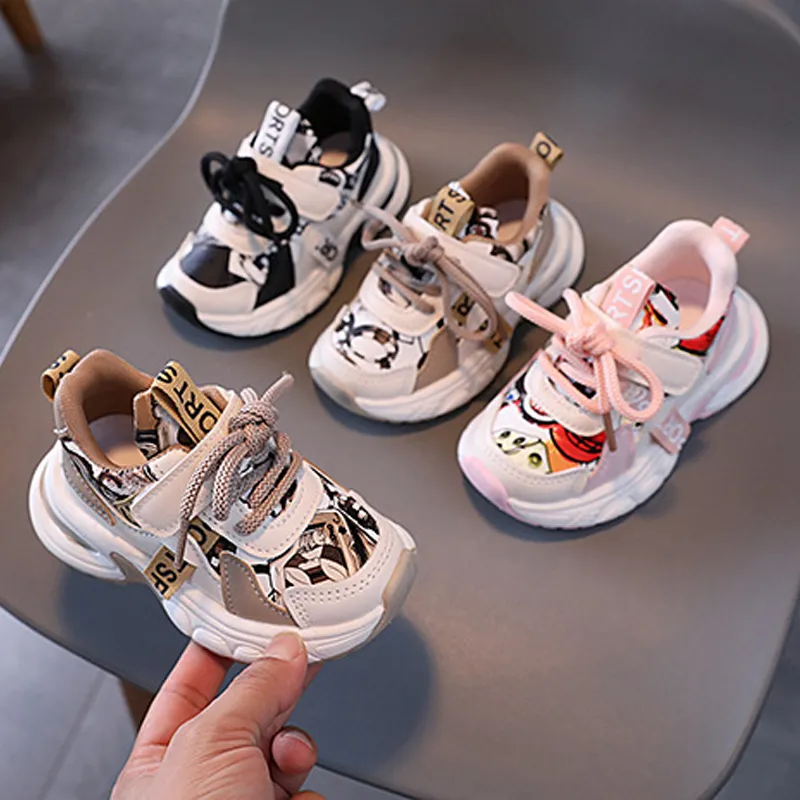 Pantofi sport pentru copii la modă, pentru băieți și fete, confortabili, cu imprimeu grafic amuzant, antiderapanți, școală, casual, mers pe jos_voghion.com