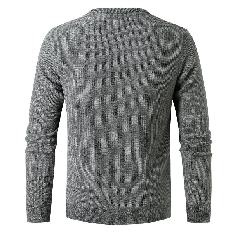 2023 New Youth Autumn Winter Men's Round Neck Solid Color Bottoming Warm and Coldproof Casual Knitted Sweater for Men_voghion.com