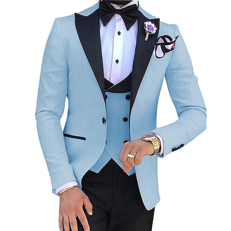 Men's 3-piece the groom and best man, wedding banquet, oversized suit for men_voghion.com