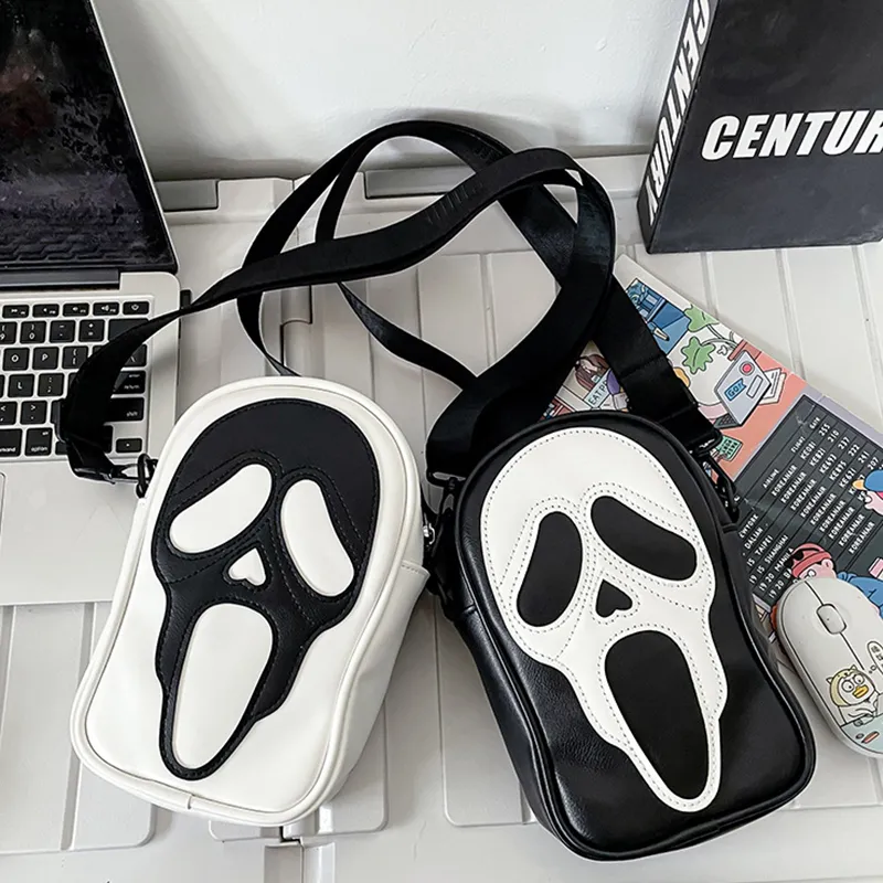 Y2K Vintage Shoulder Halloween Funny Lovely Devil Ghost Bag Ladies Leather Zip Purse PU Handbags Women Crossbody Bags_voghion.com
