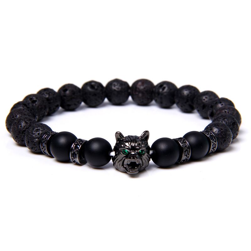 Natural Tiger Eye Stone Bracelet Micro Inlaid With Zircon Wolf Head Beads Men's Jewelry_voghion.com