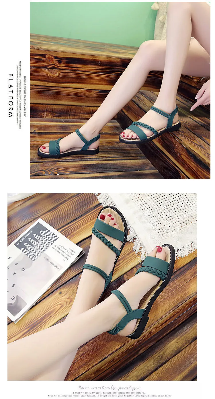 Leichte 2024 Neue und atmungsaktive vielseitige Student Academy Sexy römische flache Schuhe Dicke Sohle Rutschfester Feenstil_voghion.com