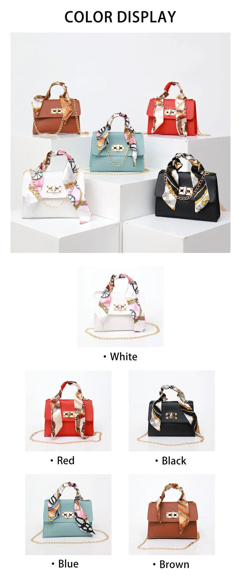 Damenmode Einfachheit Einfarbig Handtasche Nischendesign Seidenschal Mitte Einzelner Schulter Crossbody Tasche Bandolera_voghion.com