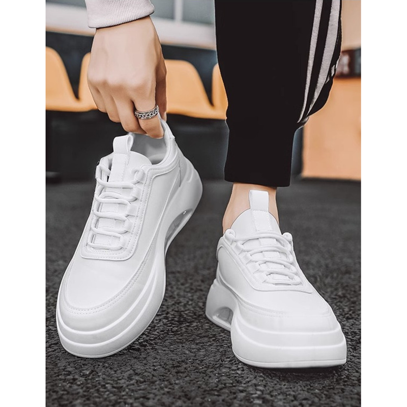 2024 New Summer Versatile Sports Board Men's Casual Leather Elevated Little White Trendy Shoes_voghion.com