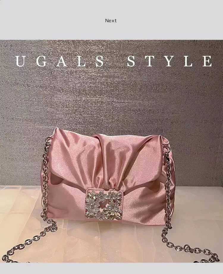 Elegante borsa da sera in raso pochette e borsa a tracolla_voghion.com