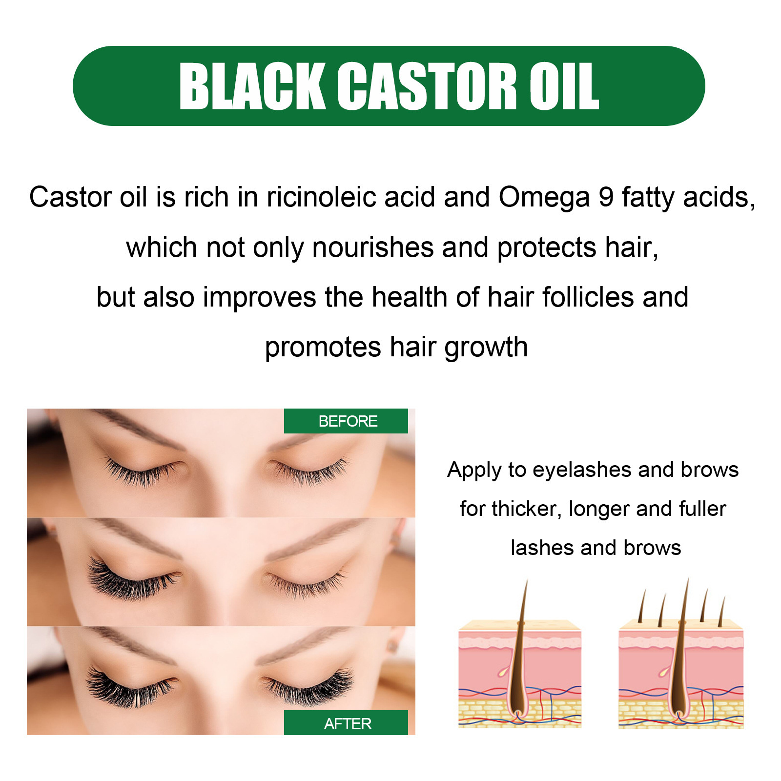Le revitalisant à l'huile de ricin Wt&Month hydrate les racines des cheveux, solidifie les sourcils, les cils, épaissit naturellement et_voghion.com