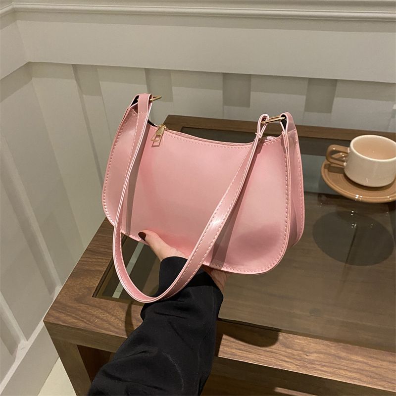 Retro Einfarbig PU Leder Schulter Unterarm Tasche Mode Casual Hobos Geldbörsen und Handtasche Damen Handtaschen_voghion.com