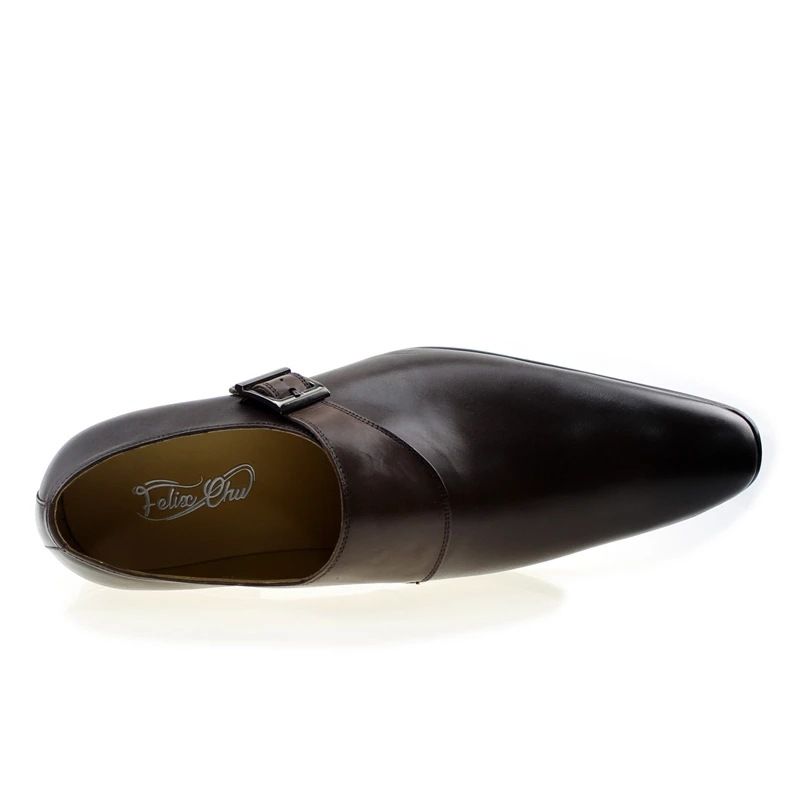 Scarpe eleganti da uomo in pelle casual da lavoro con un solo bottone, a punta_voghion.com