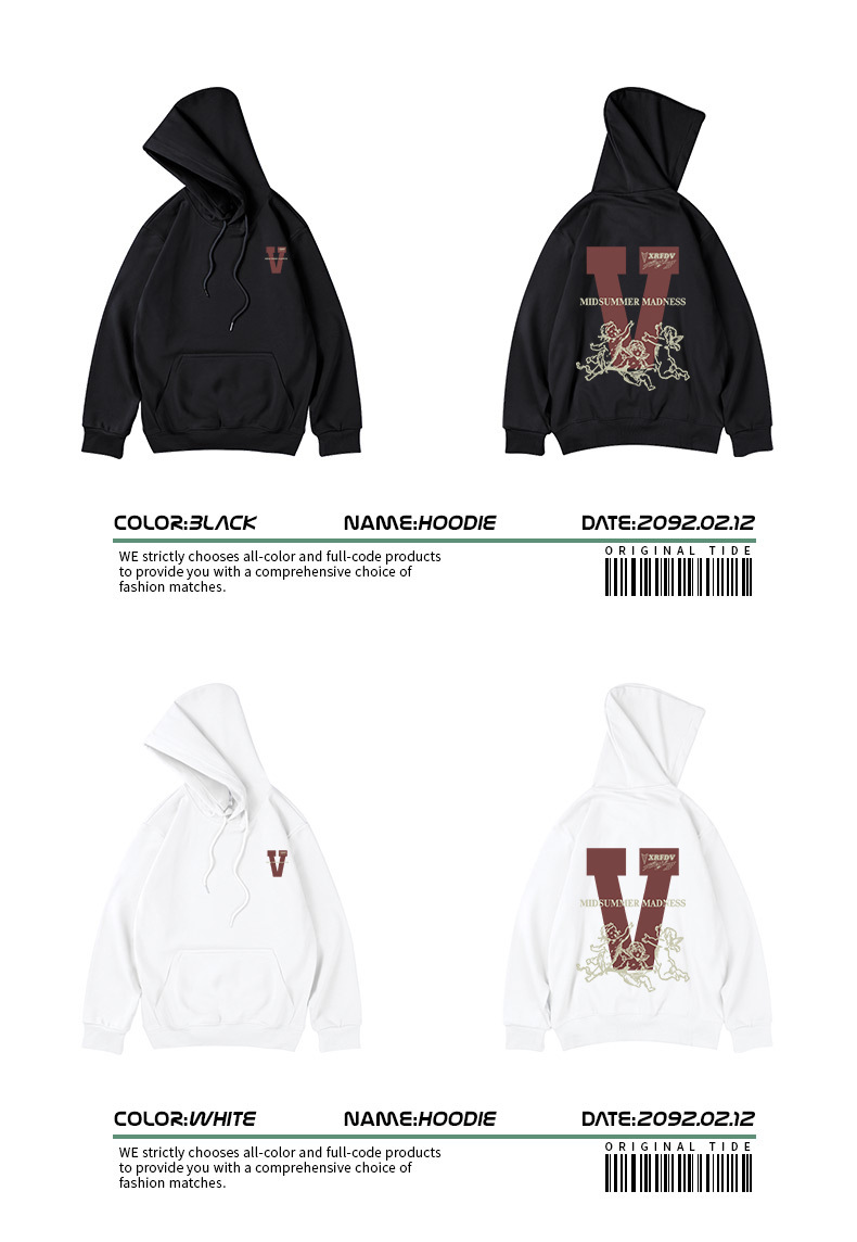 Suéter de hip hop com capuz de pelúcia para Instagram, estilo cartoon, masculino, tamanho grande, pulôver de algodão Hua_voghion.com