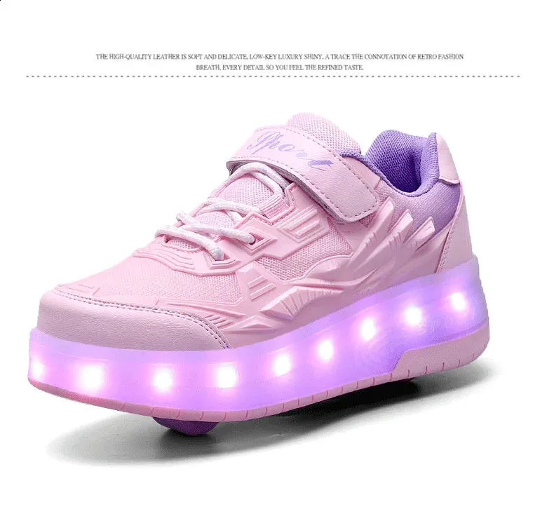 Roller Skate Αγόρια Κορίτσια Φώτα που αναβοσβήνουν Παπούτσια με ρολό με δύο τροχούς Led Light φωτεινά αθλητικά παπούτσια εξωτερικού χώρου Casual Παιδικά_voghion.com
