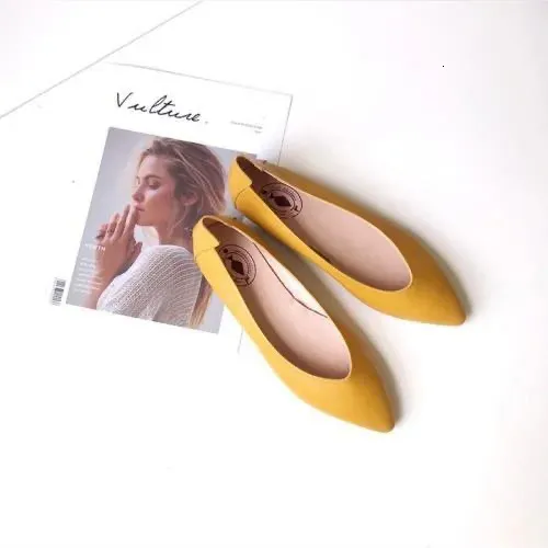 Women's Pointed Toe Flat Shoes Comfortable Slip On Boat Flats_voghion.com