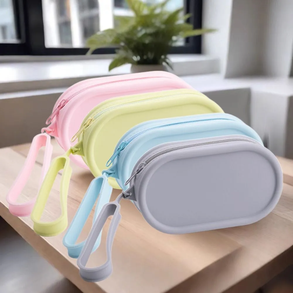 Neu Silikon Geldbörse Große Kapazität Wasserdichte Reisetasche Einfarbig Zipper Kopfhörer Tasche_voghion.com
