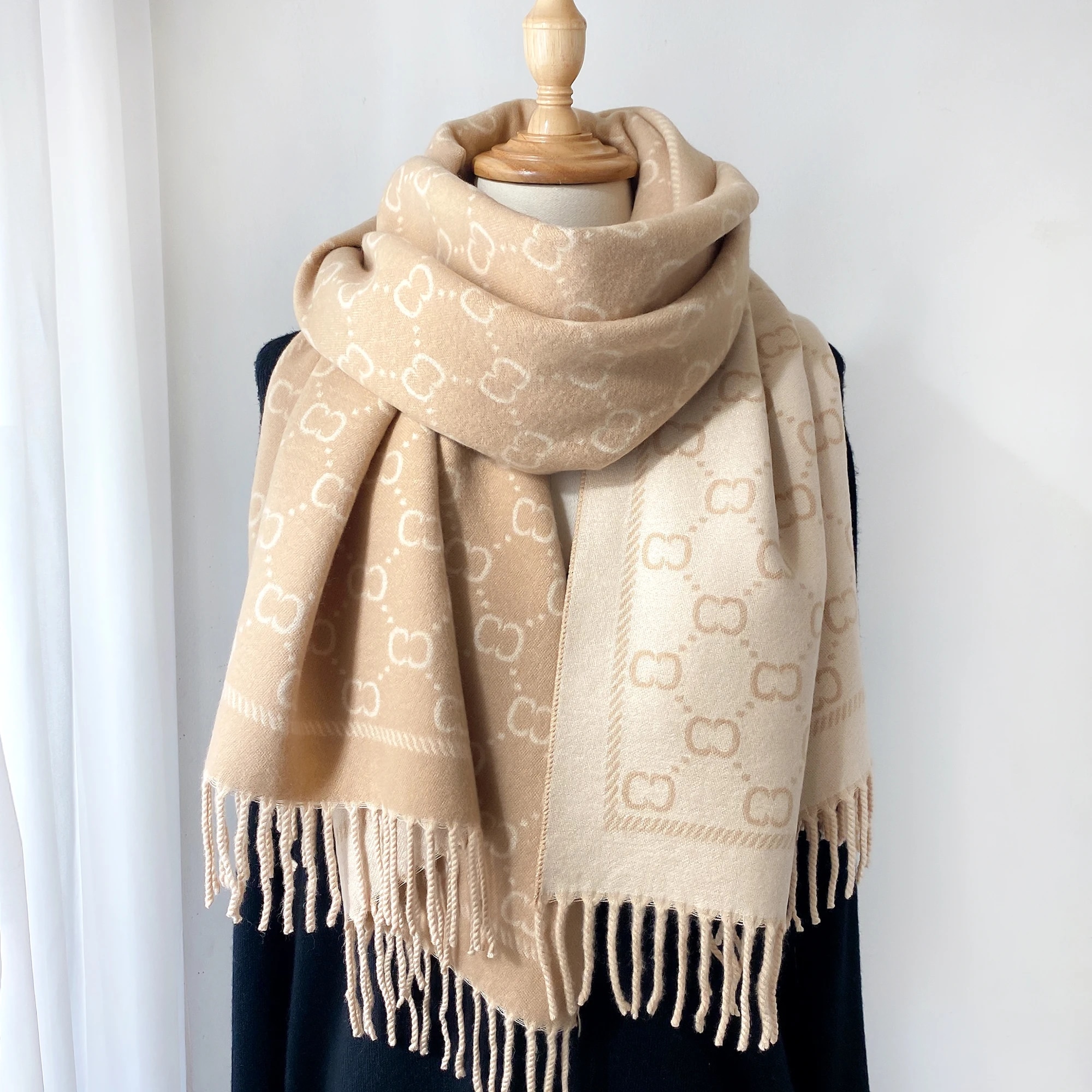 Winter Women's Luxury Design Double Sided Cashmere Feel Warm Scarf