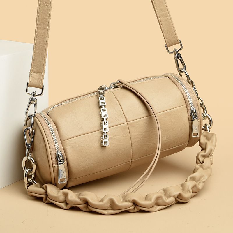 Tasche 2024 Neue trendige Schaffell-Zylindertasche High Sense Boston Kissentasche Handtasche Eine Schulter Schräge_voghion.com