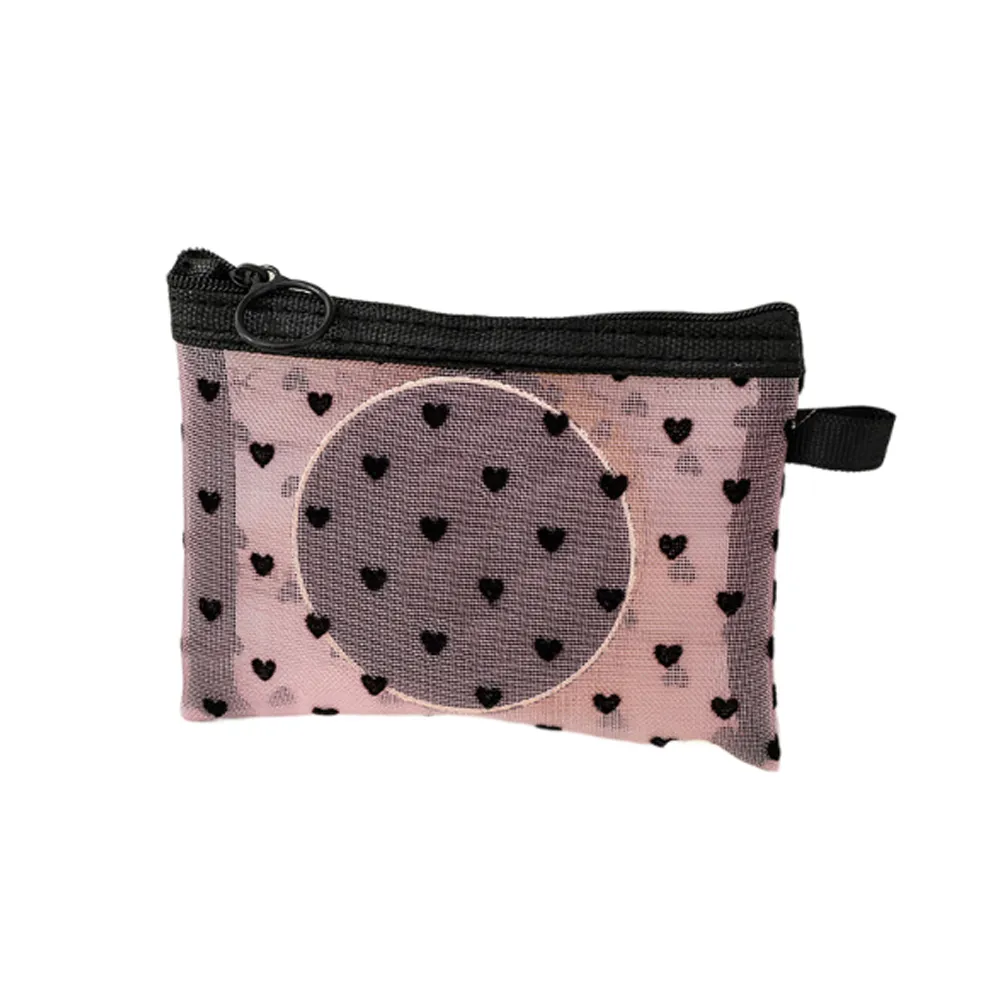 5Pcs Love Print Mesh Cosmetic Portable Toiletry Organizer Makeup Bag Multifunction Transparent Women Lipstick Storage_voghion.com
