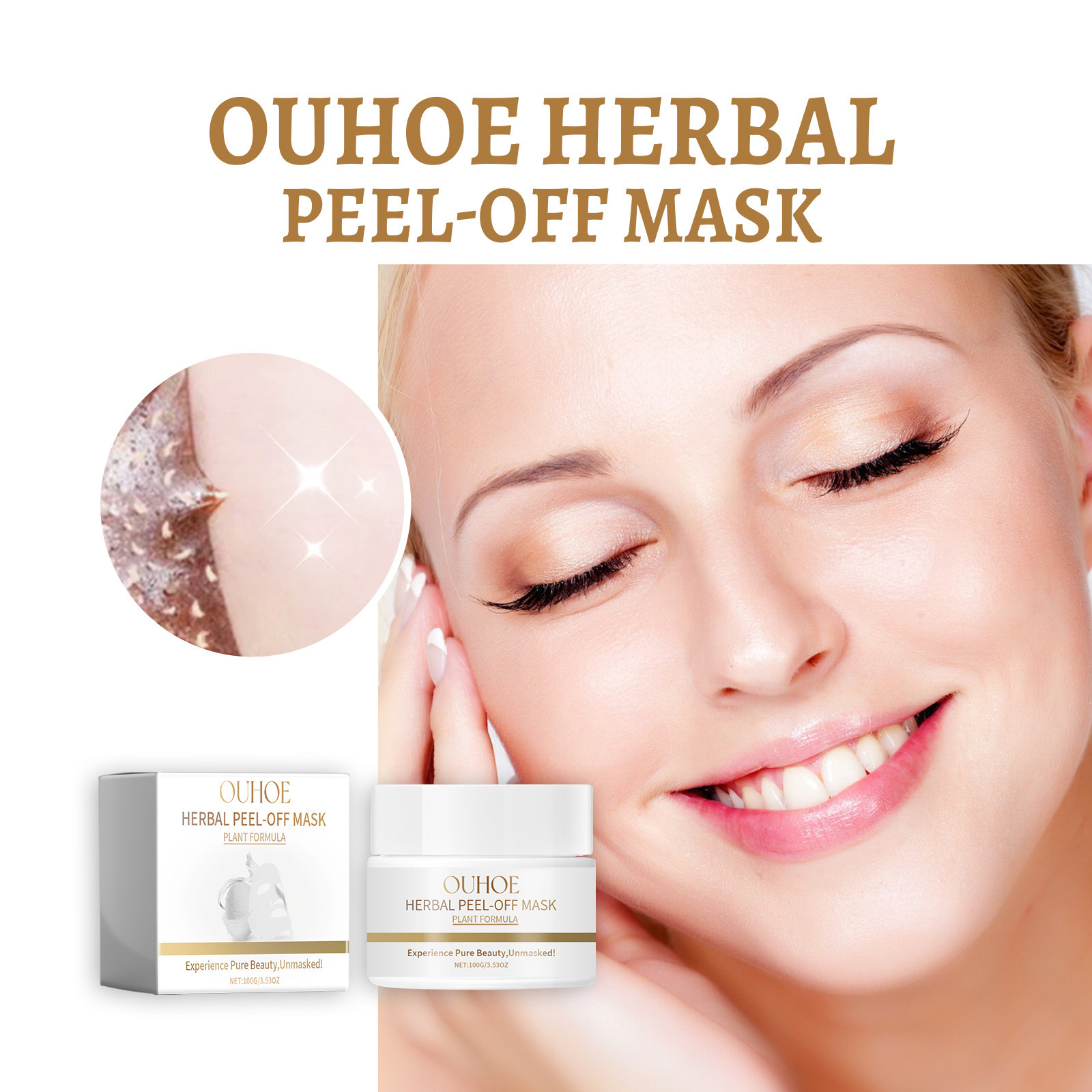 OUHOE Shrinks Pores Deep Gently Cleans Blackhead Acne Removing and Tearing facial mask_voghion.com