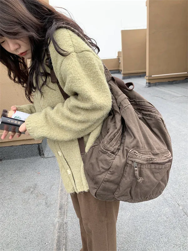 Vintage Backpack For Canvas Women Rucksack Zipper Casual Medium-Capacity Preppy Style Female Bag_voghion.com