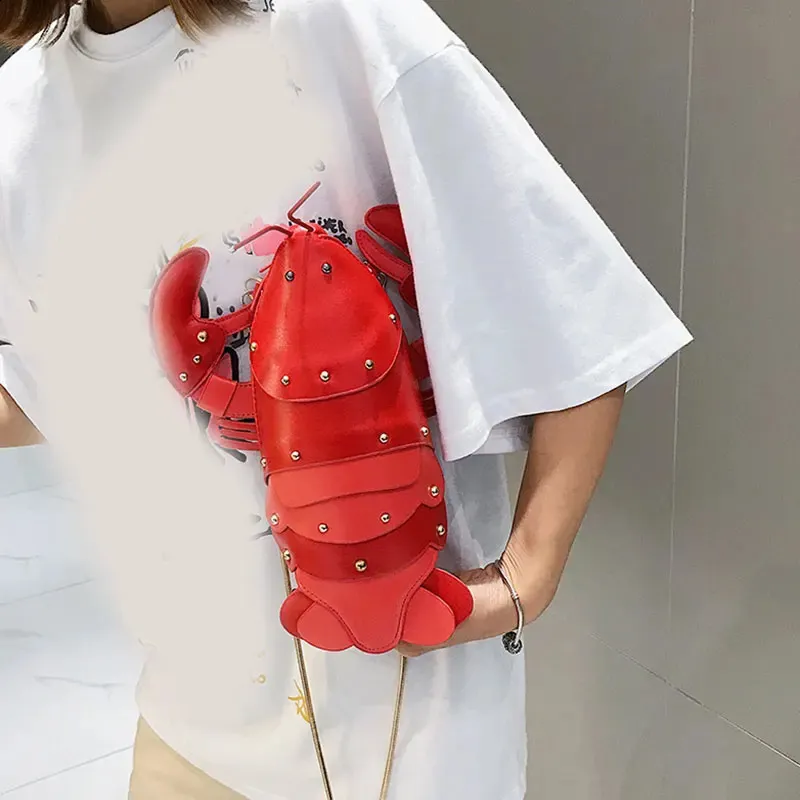Modische, süße Umhängetaschen aus PU-Leder in Hummerform für Frauen, Schultertasche für Damen, Umhängetasche 240820_voghion.com
