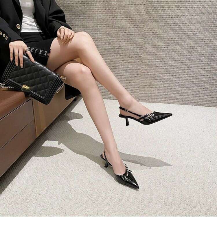 Scarpe col tacco alto 2025 nuove primavera ed estate cento con fibbia monoblocco con punta a punta e tacco fine_voghion.com